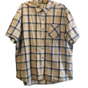 Red Head Brand SS Button Up Plaid Casual Shirt 2XL Tan